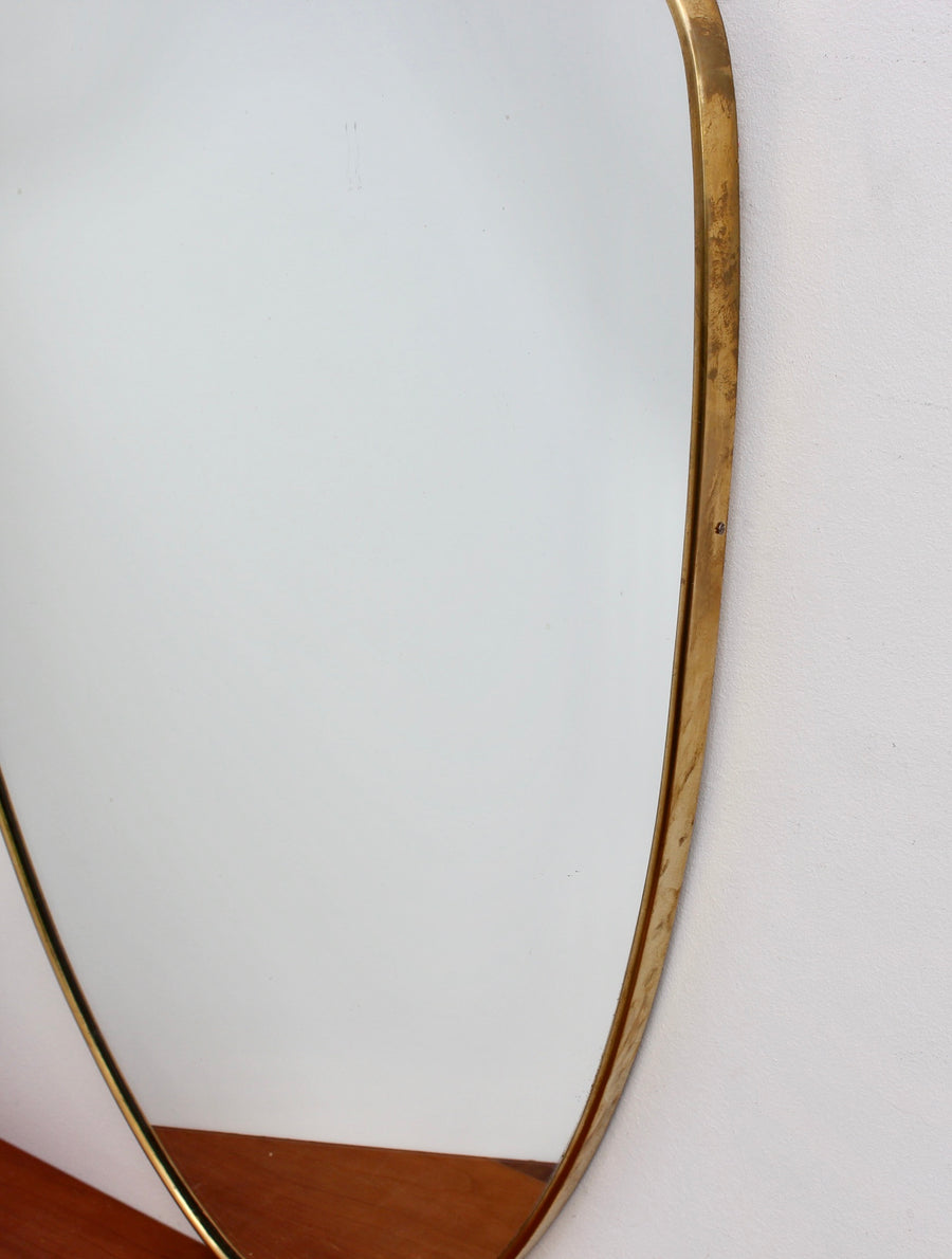 Mid-Century Italian Wall Mirror with Brass Frame (1950s)