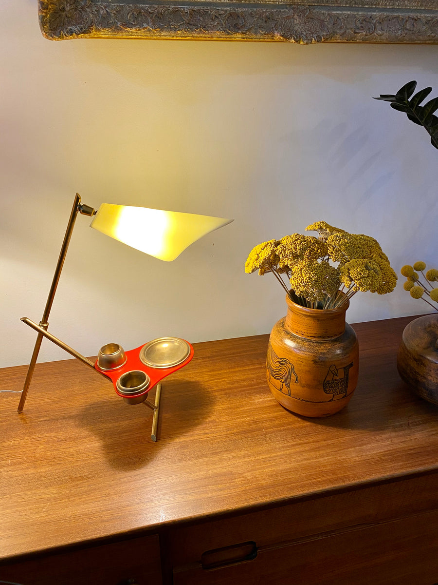 Mid-Century Italian Table Lamp with Brass Stand (circa 1950s)