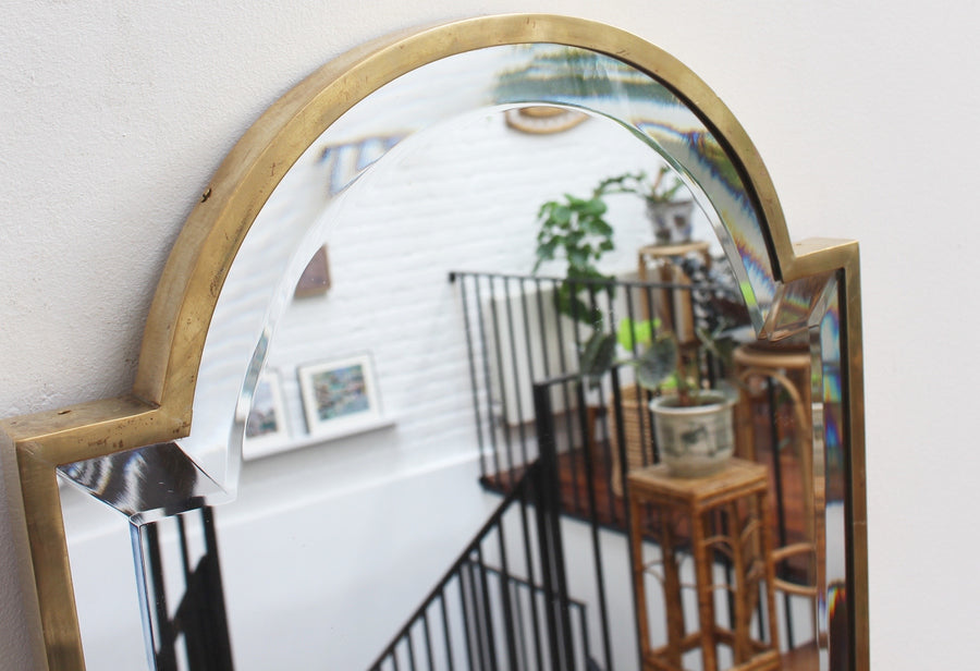 Mid-Century Italian Lozenge-Shaped Wall Mirror with Brass Frame (circa 1950s)