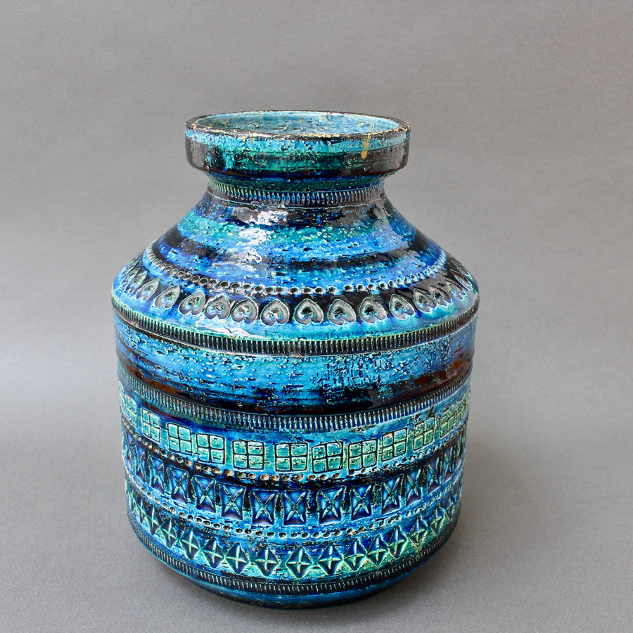Vintage Rimini Blu Vase with Geometric Shapes by Aldo Londi for Bitoss ...