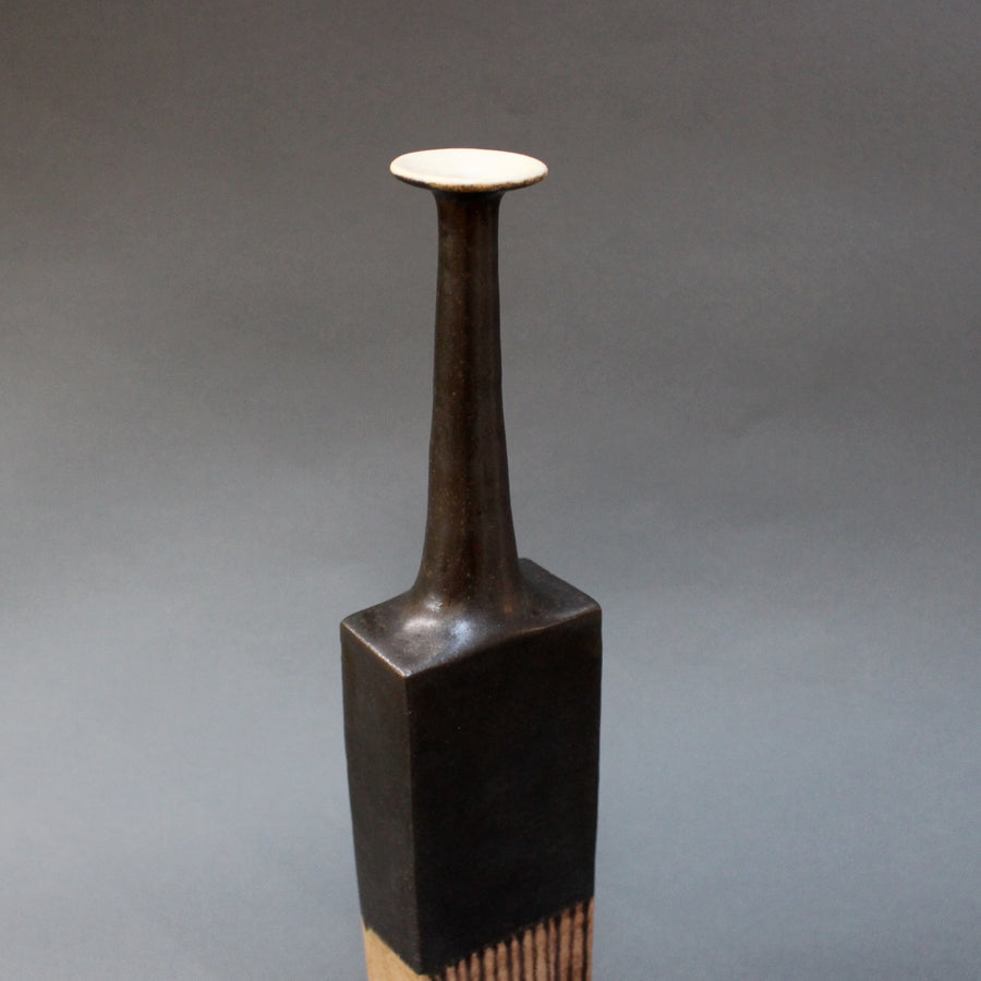Ceramic Vase with Glazed Top and Drip Motif by Bruno Gambone (circa 1970s)