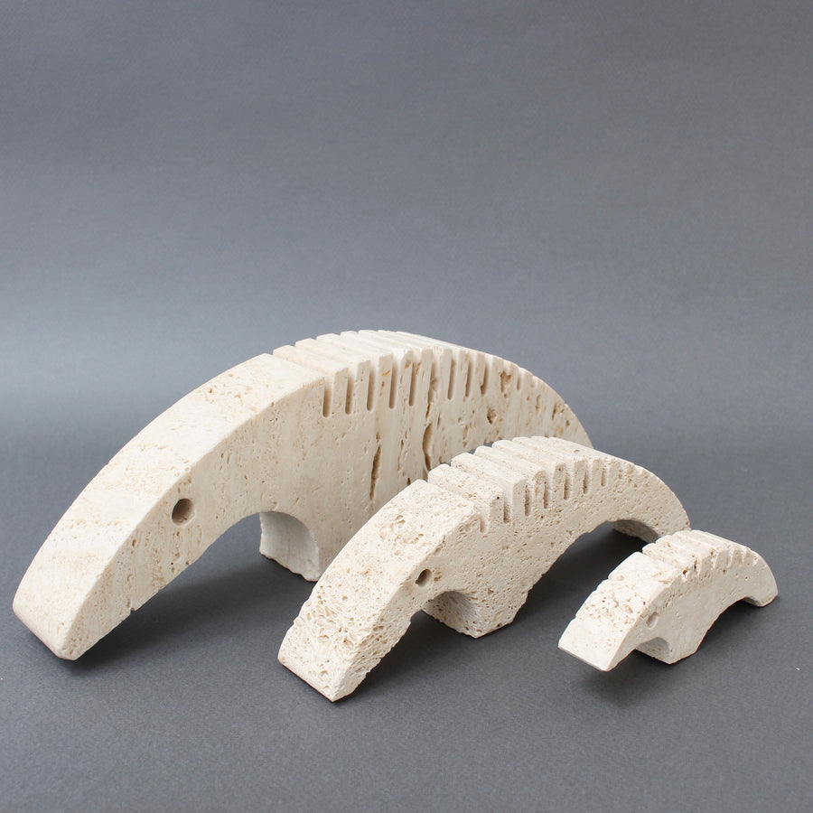 Set of Three Stylised Travertine Anteater Card Holders by Mannelli Brothers (circa 1970s)
