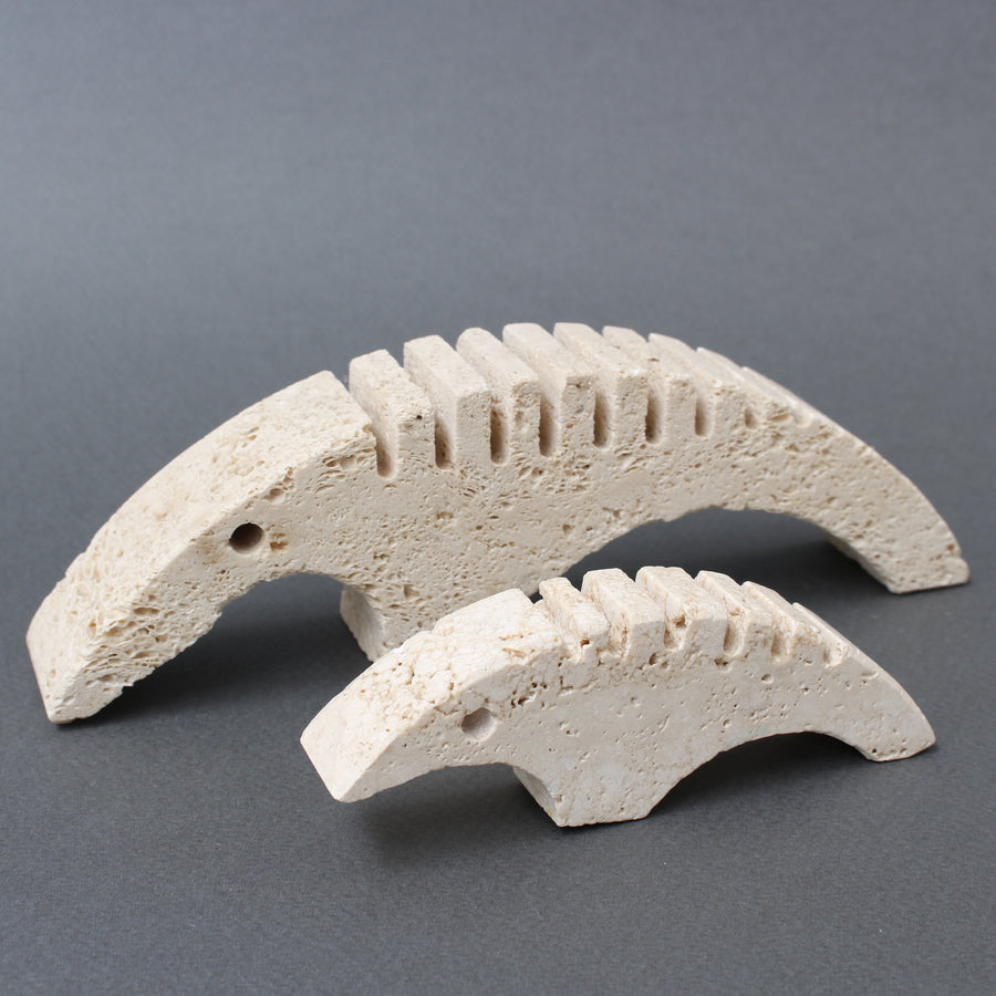 Set of Three Stylised Travertine Anteater Card Holders by Mannelli Brothers (circa 1970s)