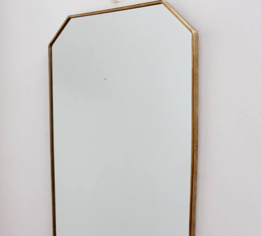 Mid-Century Octagonal Italian Mirror with Brass Frame (circa 1950s)