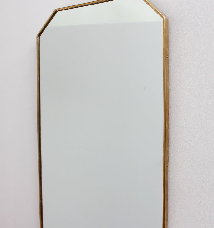 Mid-Century Octagonal Italian Mirror with Brass Frame (circa 1950s)