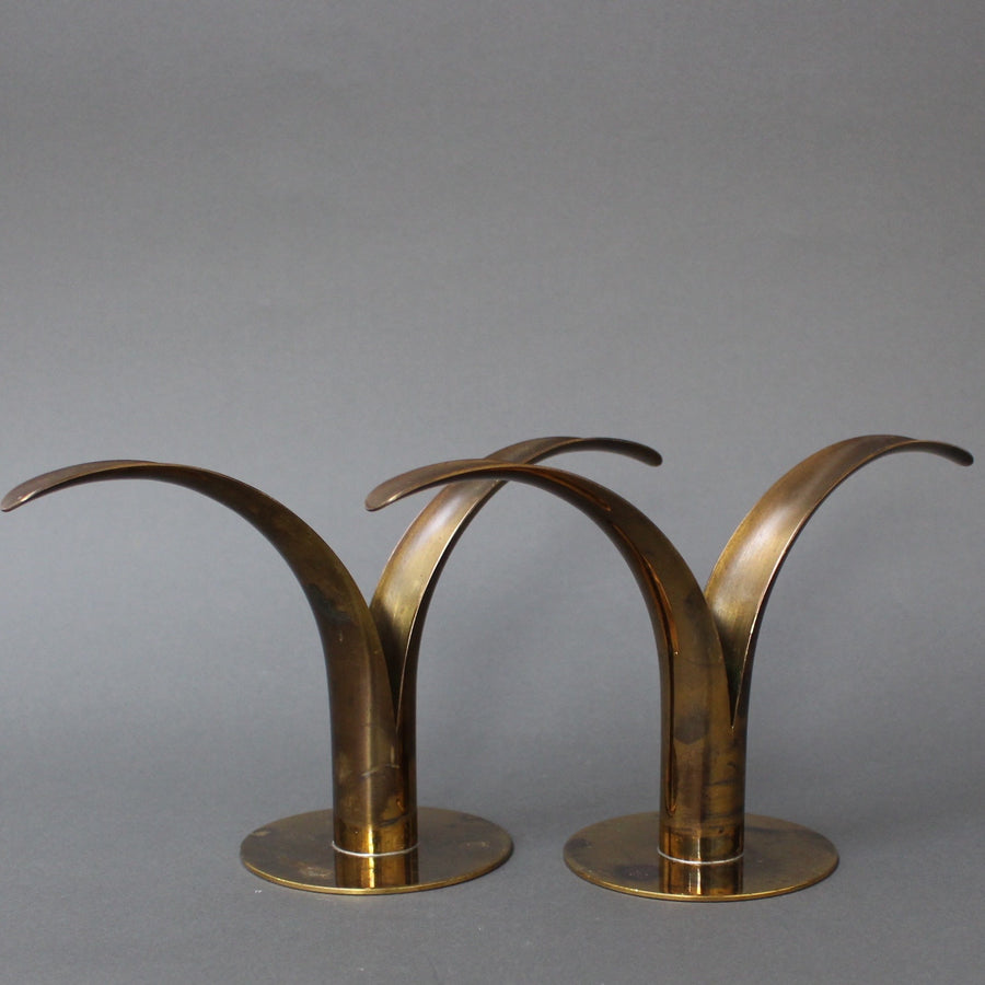 Pair of Mid-Century Split Leaf Lily Candle Holders by SCAN Sweden