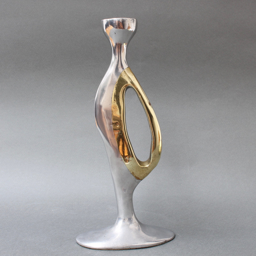 Aluminium and Brass Brutalist Style Candleholder by Leopold, s.c. (circa 1970s)