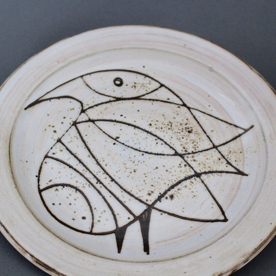 Ceramic Plate with Stylised Bird by Jacques Pouchain - Atelier Dieulefit (circa 1950s)