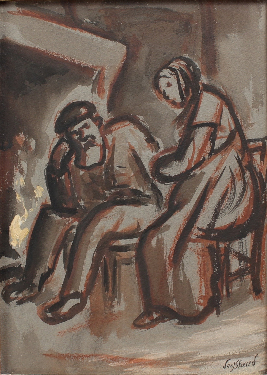 'The Couple in Front of the Fireplace' by René Seyssaud (circa 1930s)