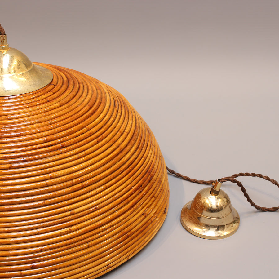 Vintage Italian Rattan Ceiling Pendant Lamp (circa 1960s)