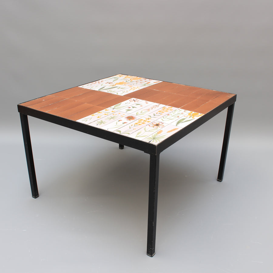 Coffee Table with Decorative Ceramic Tiles by Roger Capron (circa 1970s)