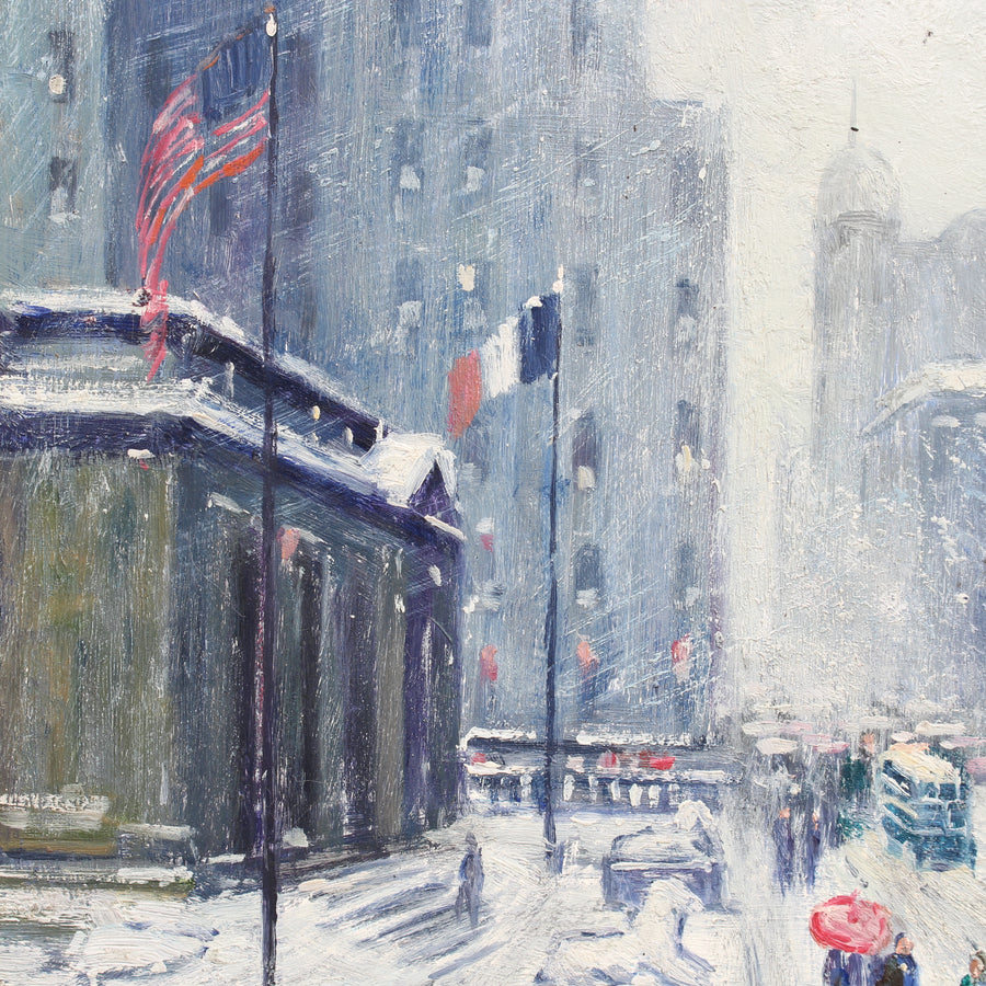 'New York Public Library Under Snow 1940s' by Finley, after Guy Carleton Wiggins (circa 1960s)
