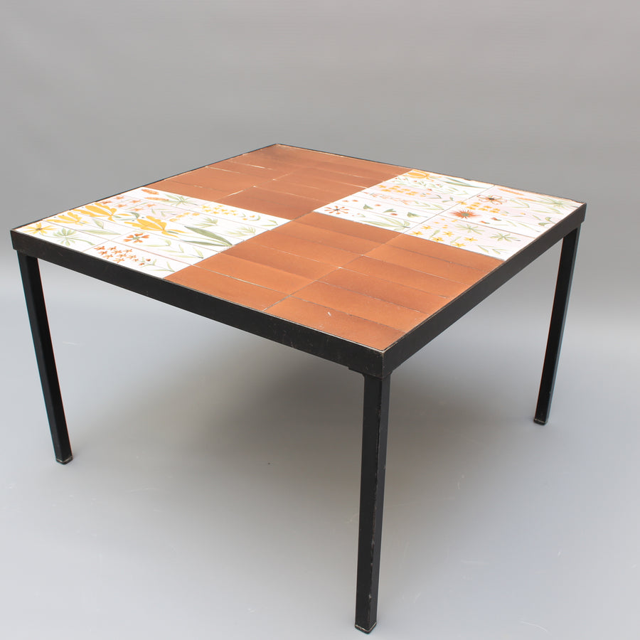 Coffee Table with Decorative Ceramic Tiles by Roger Capron (circa 1970s)