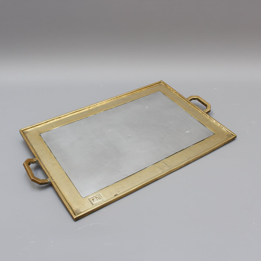 Aluminium and Brass Brutalist Style Serving Tray by David Marshall (circa 1970s)