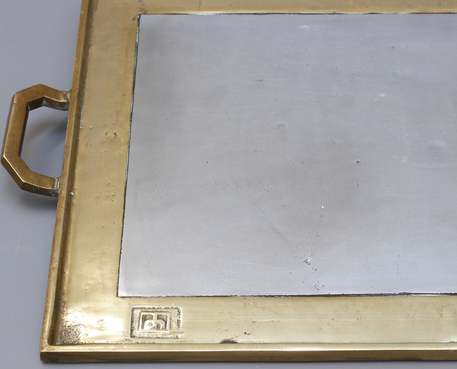 Aluminium and Brass Brutalist Style Serving Tray by David Marshall (circa 1970s)