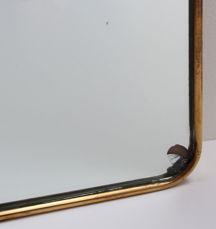 Mid-Century Italian Wall Mirror with Brass Frame by Gio Ponti for Fontana Arte (circa 1950s)