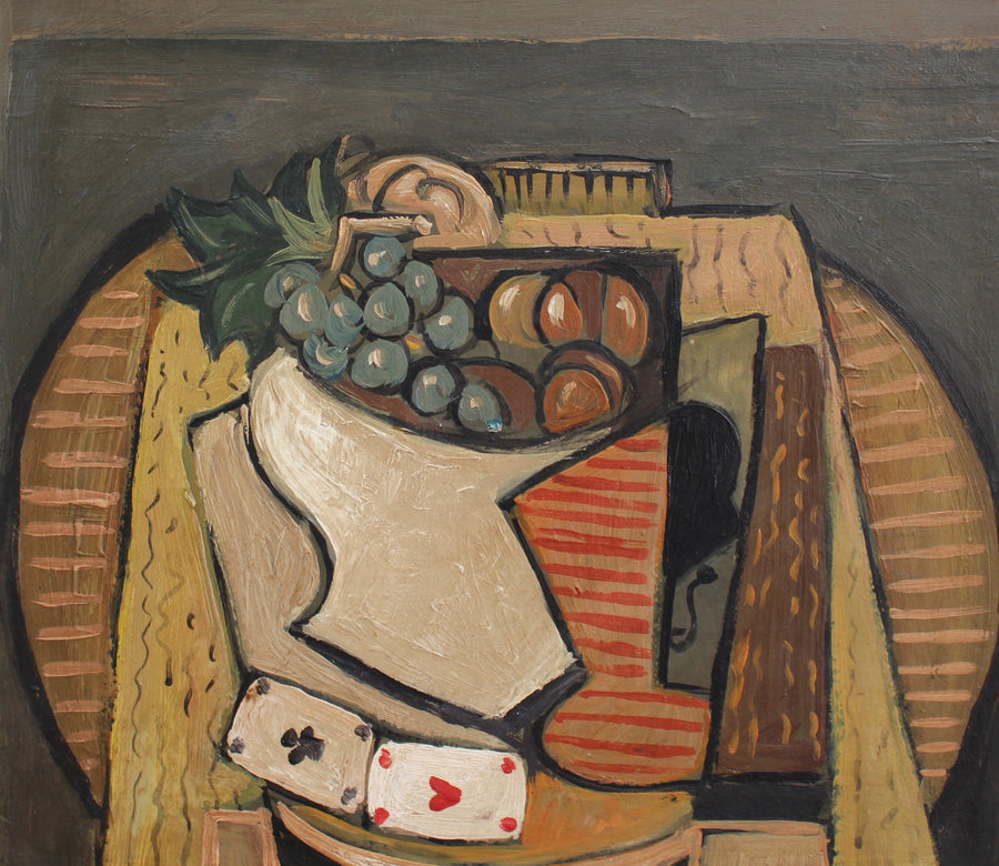'Still Life with Bowl of Fruit and Cards' by G. Muller (circa 1940s - 1960s)