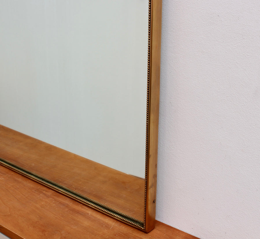 Mid-Century Italian Rectangular Wall Mirror with Brass Frame (circa 1950s)