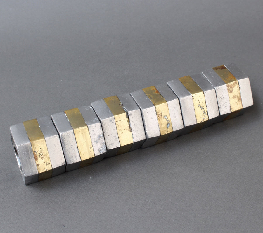 Brutalist Aluminium and Brass Napkin Rings by David Marshall (circa 1970s)