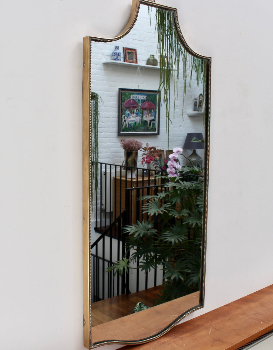 Large Vintage Italian Wall Mirror with Brass Frame (circa 1950s)