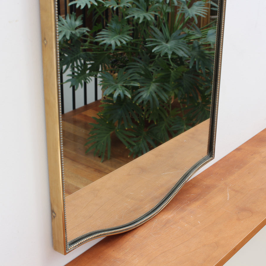 Large Vintage Italian Wall Mirror with Brass Frame (circa 1950s)