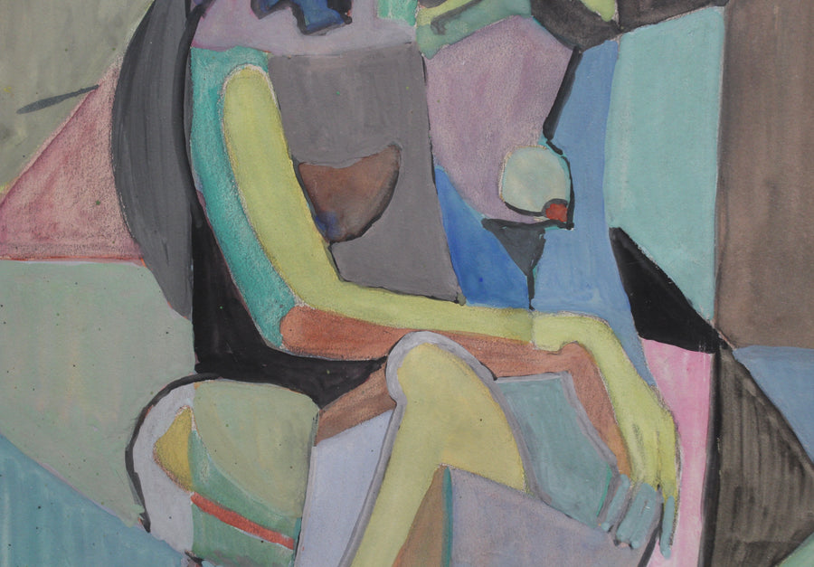 Cubist Nude Portrait of Seated Woman III by Kosta Stojanovitch (circa 1950s)