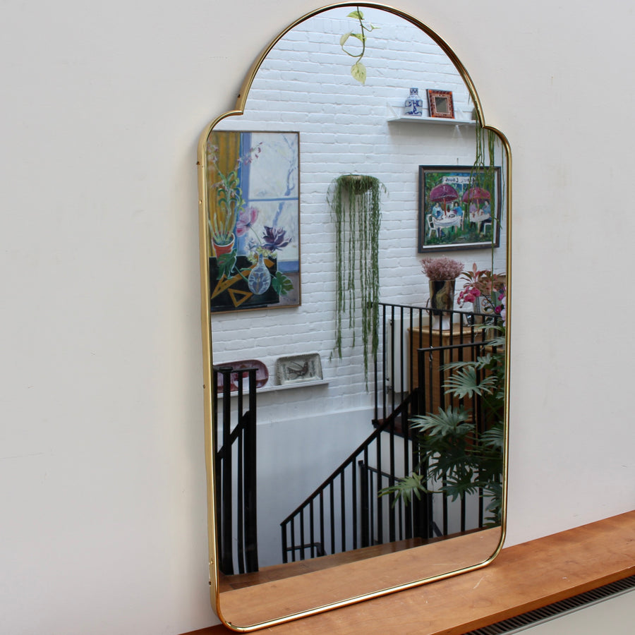 Mid-Century Large Italian Wall Mirror with Brass Frame (circa 1950s)