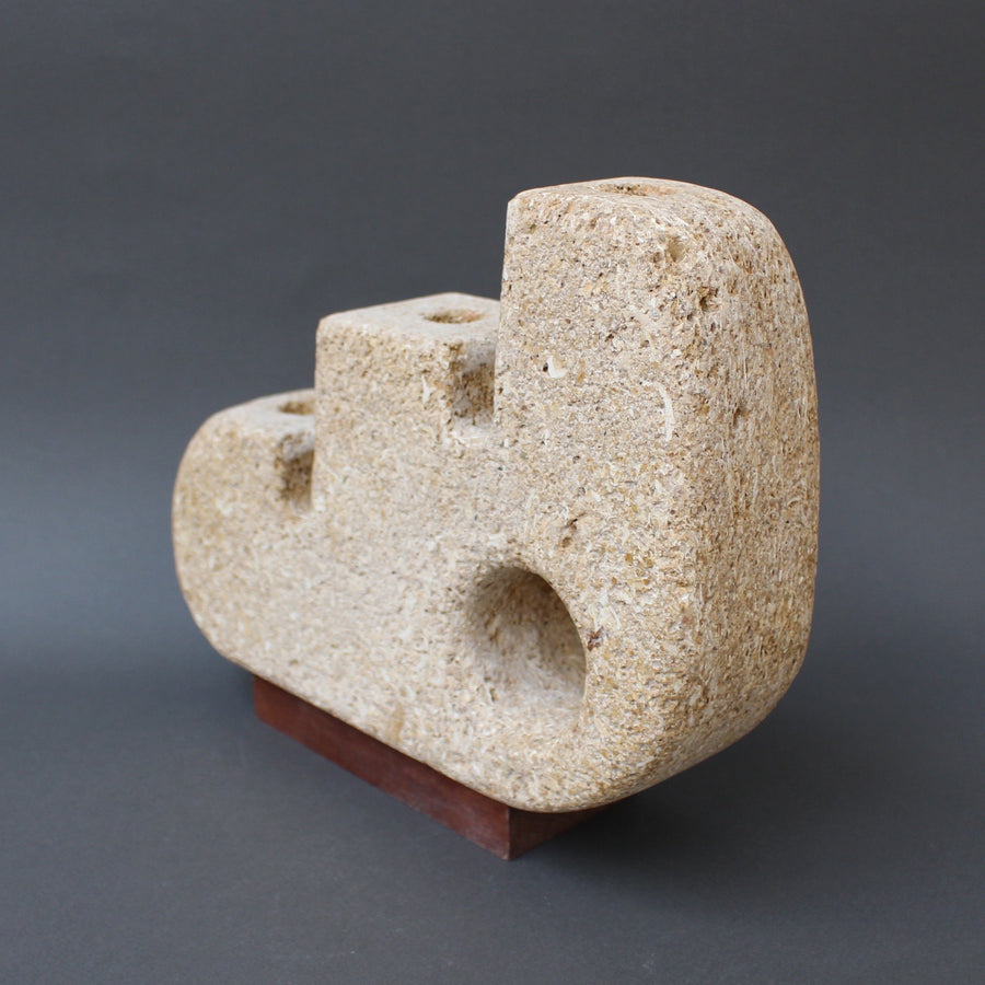 Limestone Sculpted Candle Stand (circa 1970s)