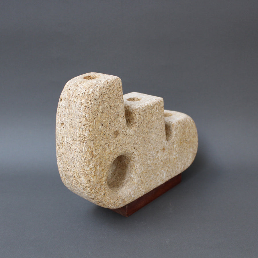 Limestone Sculpted Candle Stand (circa 1970s)
