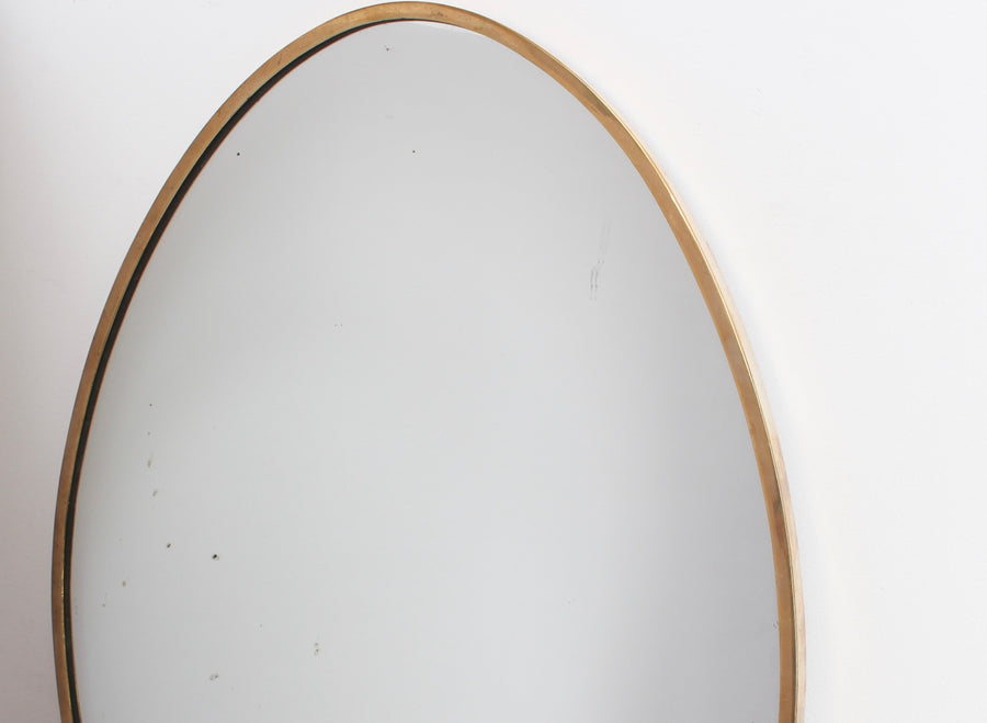 Mid-Century Oval Italian Wall Mirror with Brass Frame (circa 1950s)