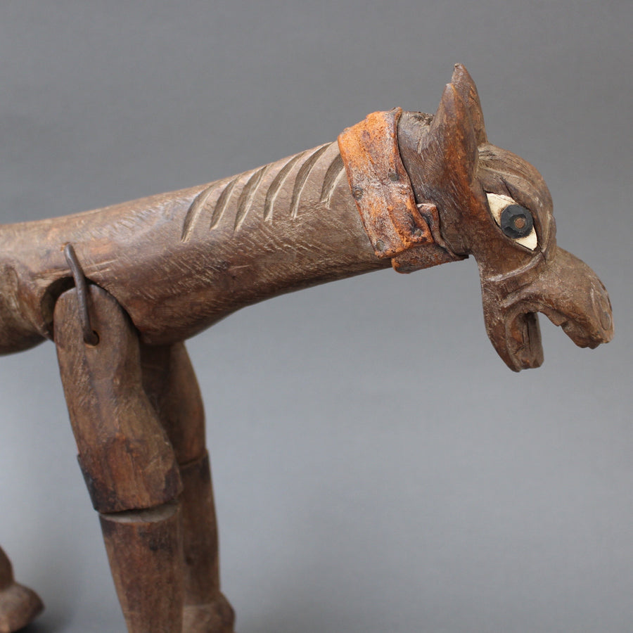 Antique Carved Wooden Horse Marionette (19th Century)