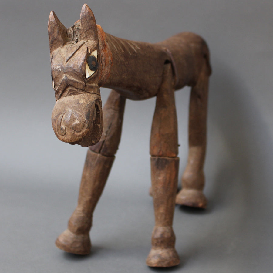 Antique Carved Wooden Horse Marionette (19th Century)